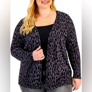 NWOT Plus Animal-Print Open-Front Cardigan Style &co.